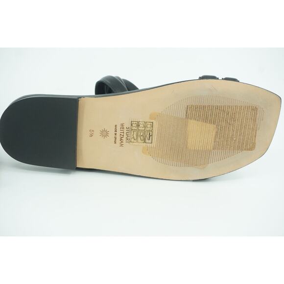 Stuart Weitzman Beatrix Black Leather Ankle Flat Wrap Sandals Size 5.5 NIB - Picture 10 of 11